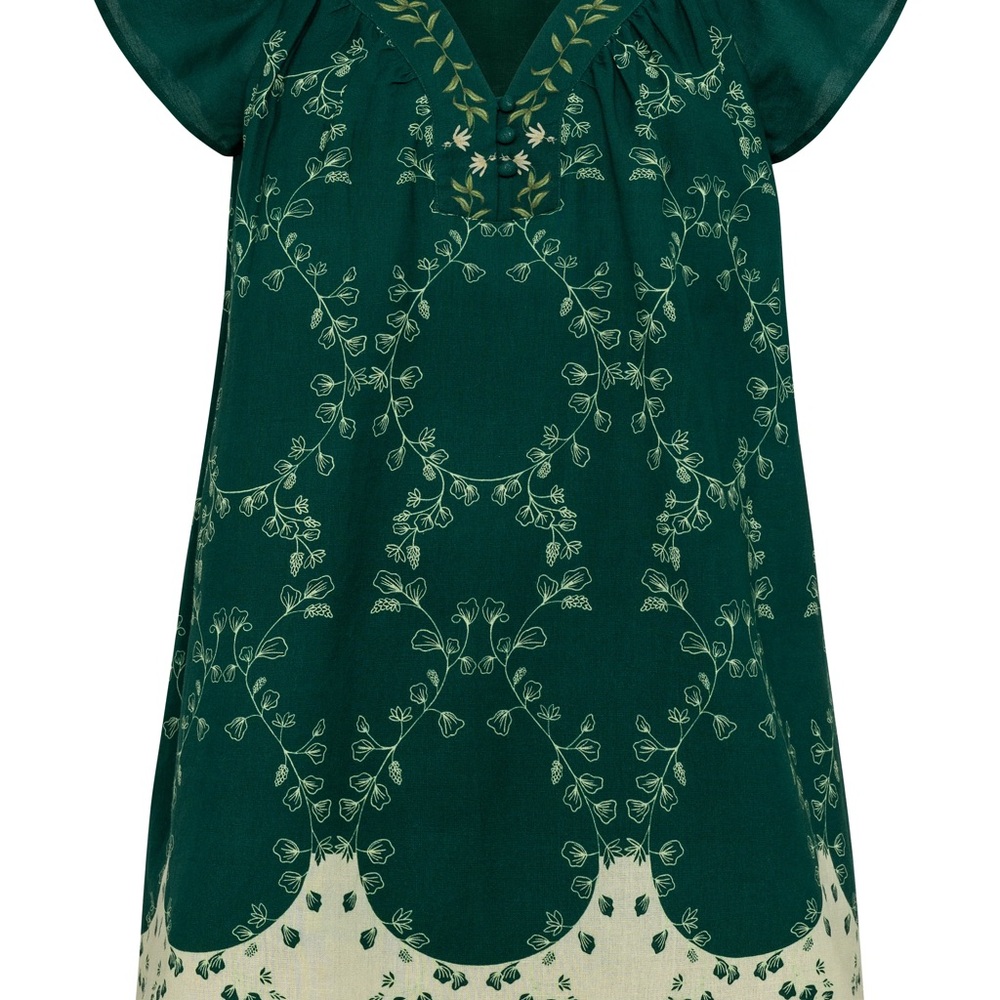 Elegant Green Floral Mini Dress
